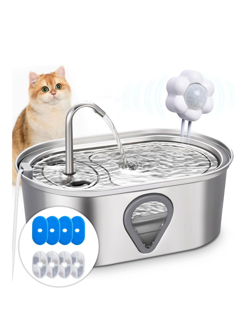 Cat Water Fountain,3.5L Large Capacity Automatic Stainless Steel Pet Water Dispenser,Water Level Window,Provides Flowing Water,Ultra Quiet Pump,4 Sets of Replacement Filters,with a USB Sensor - pzsku/Z66CF9B4E865E2BD6A808Z/45/_/1718286659/fe47e12e-616f-4d18-bda7-8f1853ae10ff