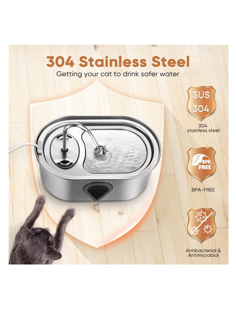 ZLH HITY Cat Water Fountain,3.5L Large Capacity Automatic Stainless Steel Pet Water Dispenser,Water Level Window,Provides Flowing Water,Ultra Quiet Pump,4 Sets of Replacement Filters,with a USB Sensor  - Image 2