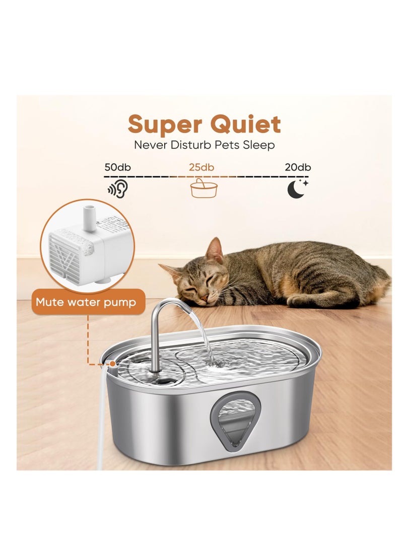 Cat Water Fountain,3.5L Large Capacity Automatic Stainless Steel Pet Water Dispenser,Water Level Window,Provides Flowing Water,Ultra Quiet Pump,4 Sets of Replacement Filters,with a USB Sensor - pzsku/Z66CF9B4E865E2BD6A808Z/45/_/1718286740/ad66a9da-c7c3-4aab-b2a4-94d6680d4059