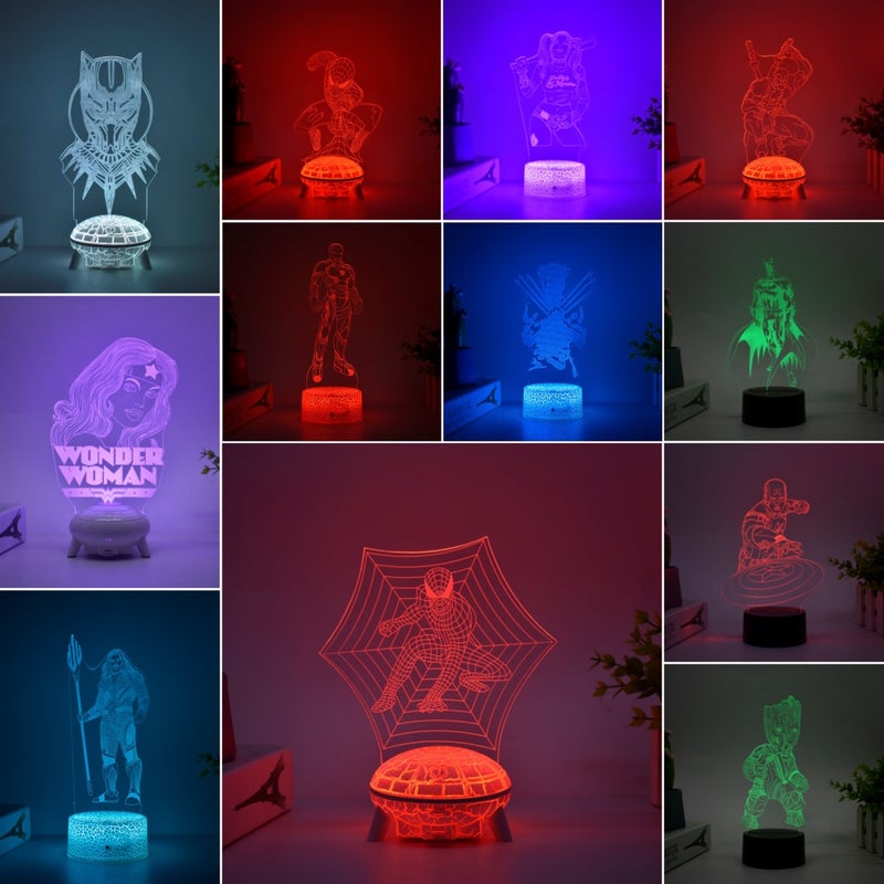 Superhero Series Spider-Man Iron Man Peripheral 3D Night Light Creative Light Painting Decoration Hand-Made Ornaments - Image 2