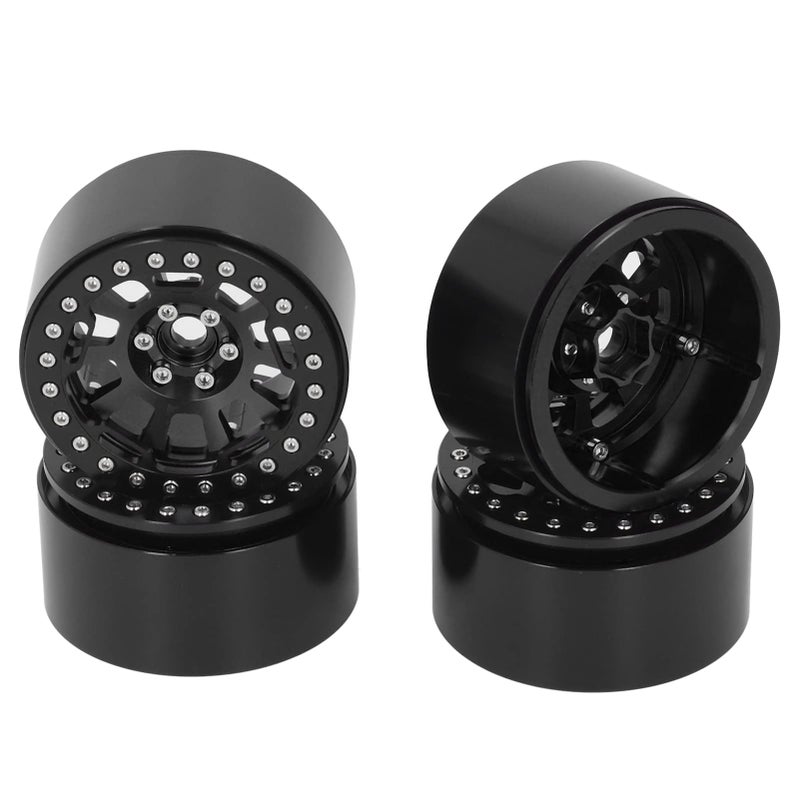 Black Aluminum Beadlock Wheel Rim Hub 4 Pcs 2 2 Inch 12mm Hex for RC Car - Image 2