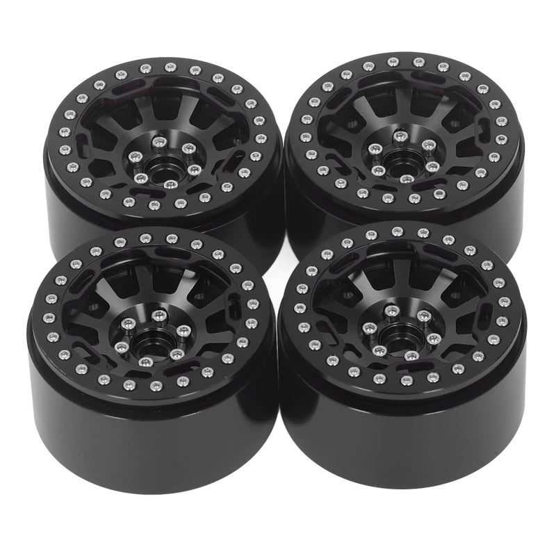 Black Aluminum Beadlock Wheel Rim Hub 4 Pcs 2 2 Inch 12mm Hex for RC Car - Image 3