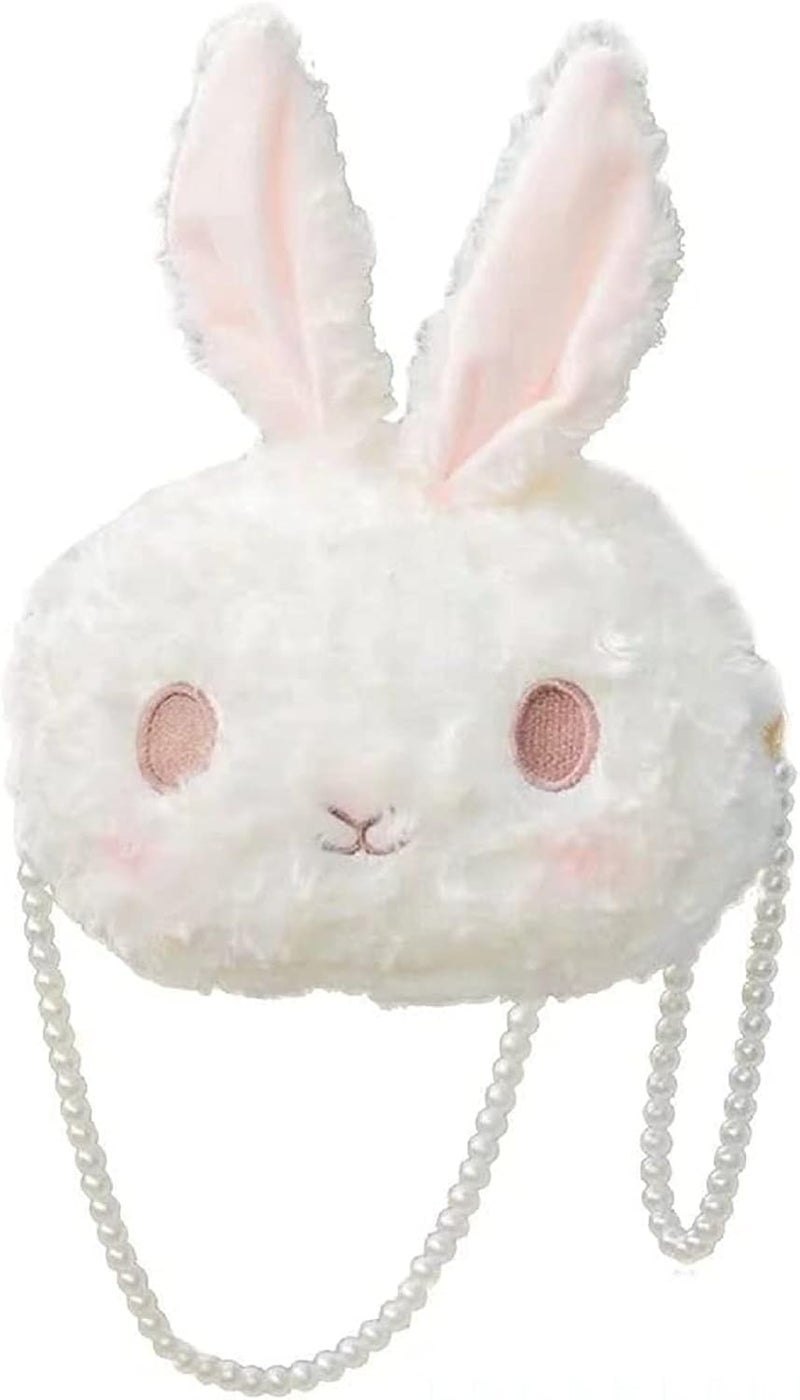 cheekyglo Girl's Lolita Rabbit Plush Crossbody Bag Animal Stuffed Shoulder Bag Pearl Chainbunny purse - Image 1