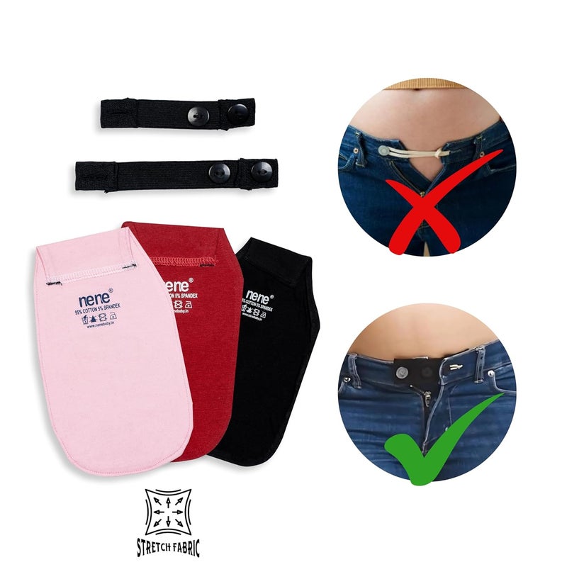 Nene Maternity Jeans Extender Kit – 3sets Adjustable Waist Extenders for Pregnant Women | Belly Bands for Pants, Elastic Stretch Button Expanders for Maternity Wear - Image 4