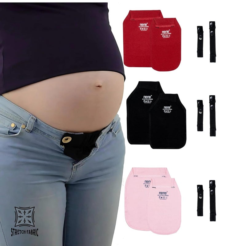 Nene Maternity Jeans Extender Kit – 3sets Adjustable Waist Extenders for Pregnant Women | Belly Bands for Pants, Elastic Stretch Button Expanders for Maternity Wear - Image 1