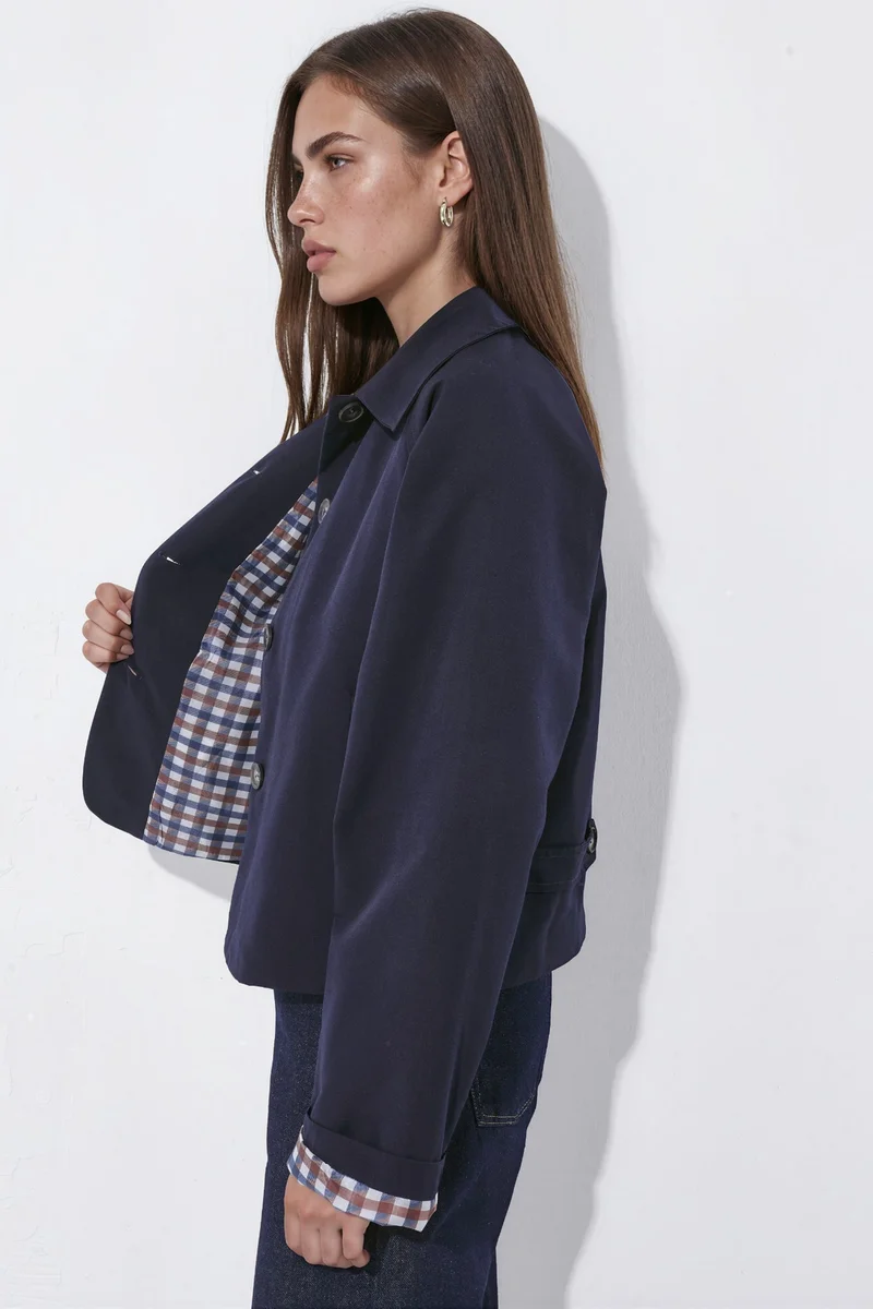 Hiccup Buttoned Jacket with Plaid Lining