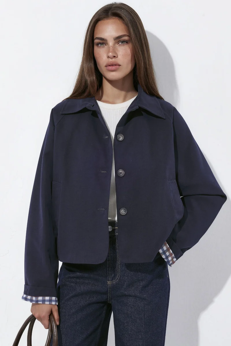 Hiccup Buttoned Jacket with Plaid Lining