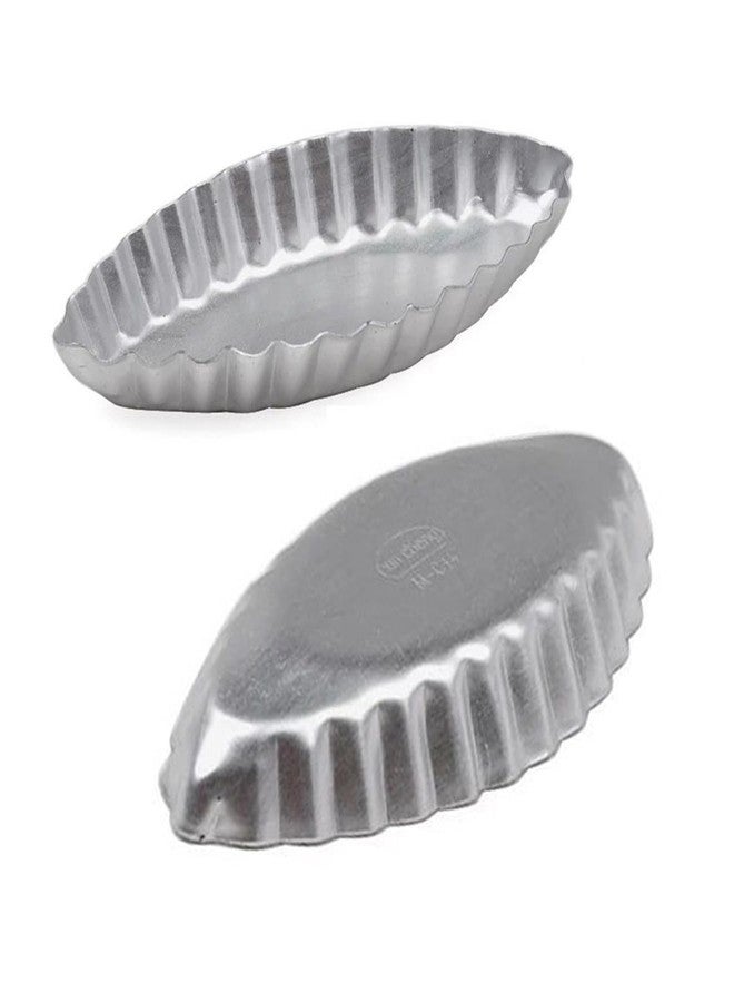 MGGi 12Pcs 3.74 Inch Aluminum Fluted Boat Tart Pan, Mini Oval Tartlet Mold for Egg Tarts, Quiches, Cheesecakes, Wavy Tartlet, Fruit Tats - Silver - Image 4