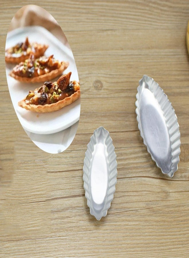 MGGi 12Pcs 3.74 Inch Aluminum Fluted Boat Tart Pan, Mini Oval Tartlet Mold for Egg Tarts, Quiches, Cheesecakes, Wavy Tartlet, Fruit Tats - Silver - Image 3