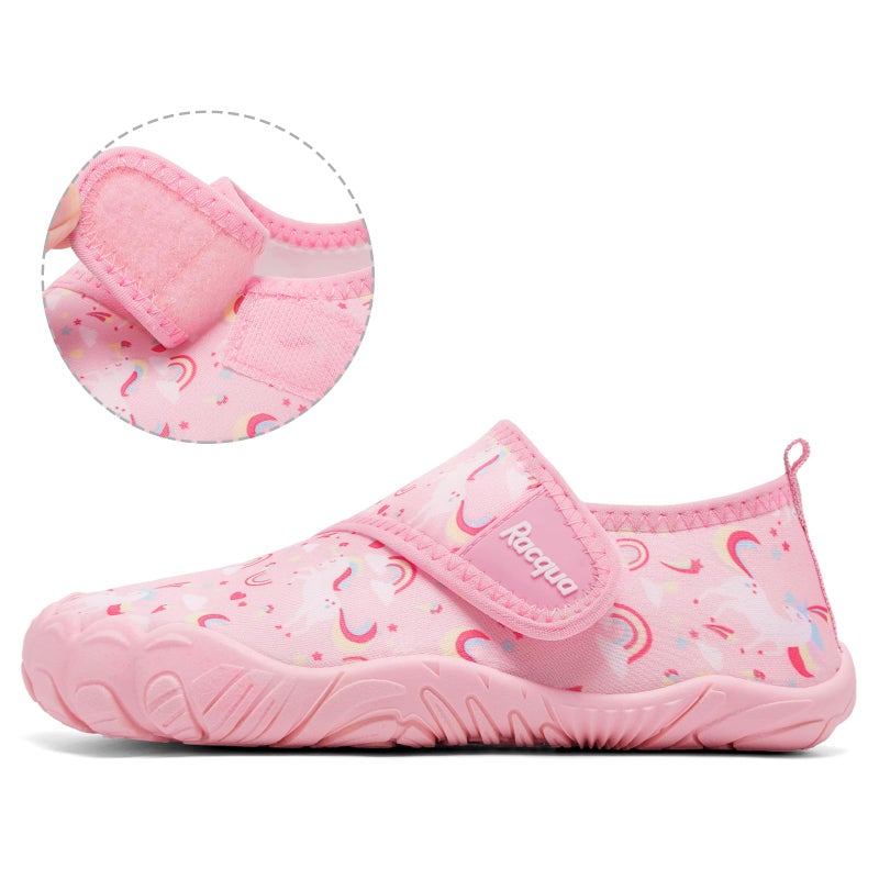 Racqua Kids Water Shoes Girls Boys Swim Beach Quick Dry Outdoor Sport Shoes Barefoot Pool Lightweight Walking Surfing Boating Non-Slip Aqua Shoes Pink Unicorn Big Kid 4 - Image 5