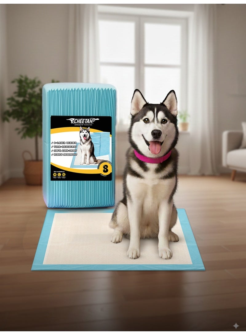 شيتا فوط تدريب الحيوانات الأليفة القابلة للتخلص من ماركة شيتا – 6 طبقات مقاومة للتسرب بنسبة 100%، فائقة الامتصاص، مقاومة للتمزق، تحكم في الروائح، سريعة الجفاف، تمنع تتبع آثار الأقدام، باللون الأزرق - Image 1