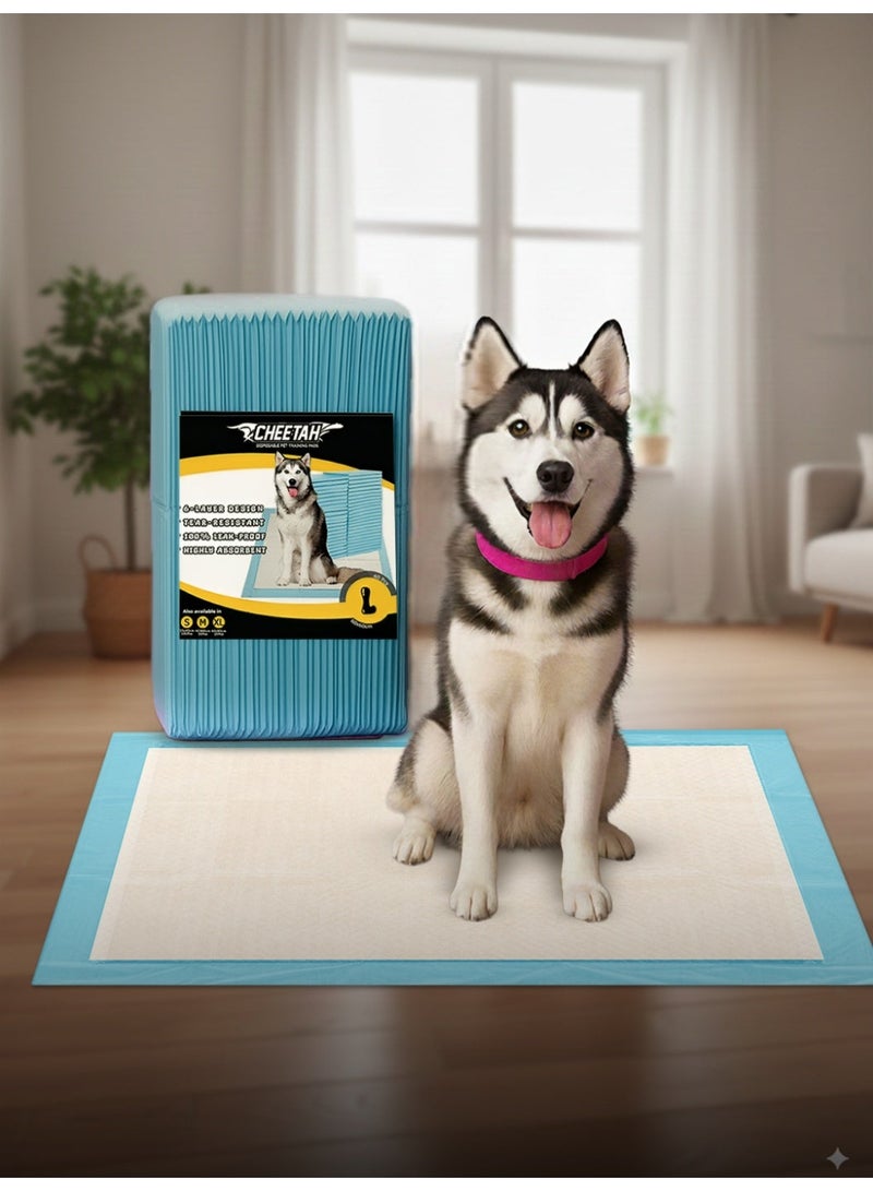 شيتا فوط تدريب الحيوانات الأليفة القابلة للتخلص من ماركة شيتا – 6 طبقات مقاومة للتسرب بنسبة 100%، فائقة الامتصاص، مقاومة للتمزق، تحكم في الروائح، سريعة الجفاف، تمنع تتبع آثار الأقدام، باللون الأزرق - Image 3