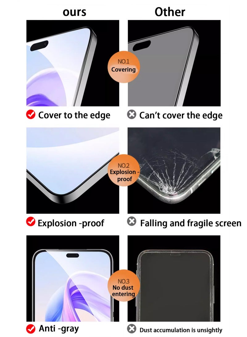 2 Pack HONOR X8b 4g Privacy Screen Protector with Easy Install Anti-Scratch Glass 9H Hardness,Anti-Spy Anti-fingerprint Anti-drop Tempered Glass Film Protector Full Cover Protection Accessory - Image 4