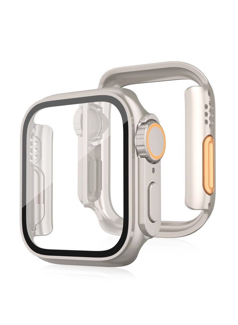 متوافق مع أبل ووتش 7 / 8 / 9 سلسلة 45mm الصلب الإسكان ، مع تشديد الزجاج فيلم واقية ، فريدة من نوعها تصميم الكمبيوتر الصلب للماء الإسكان ، iwatch 7 / 8 / 9 45mm الوفير تغطية كاملة من الملحقات - Image 1