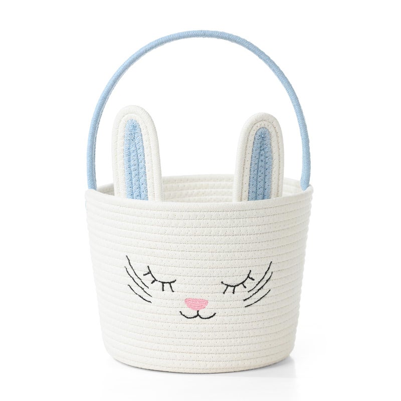 YMhoart Easter Basket with Handle Woven Baby Gifts Empty Bunny Basket For Girls Boys Kids Gift Baby Shower Wedding Flower (Pink) - Image 1