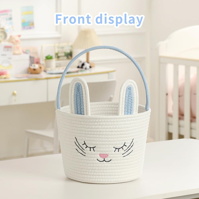 YMhoart Easter Basket with Handle Woven Baby Gifts Empty Bunny Basket For Girls Boys Kids Gift Baby Shower Wedding Flower (Pink) - Image 5