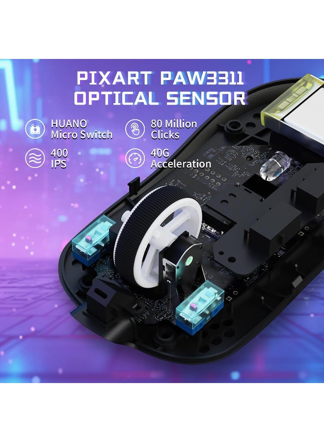 هجوم القرش X8 Series Tri-mode Lightweight Wireless Gaming Mouse White - Image 3