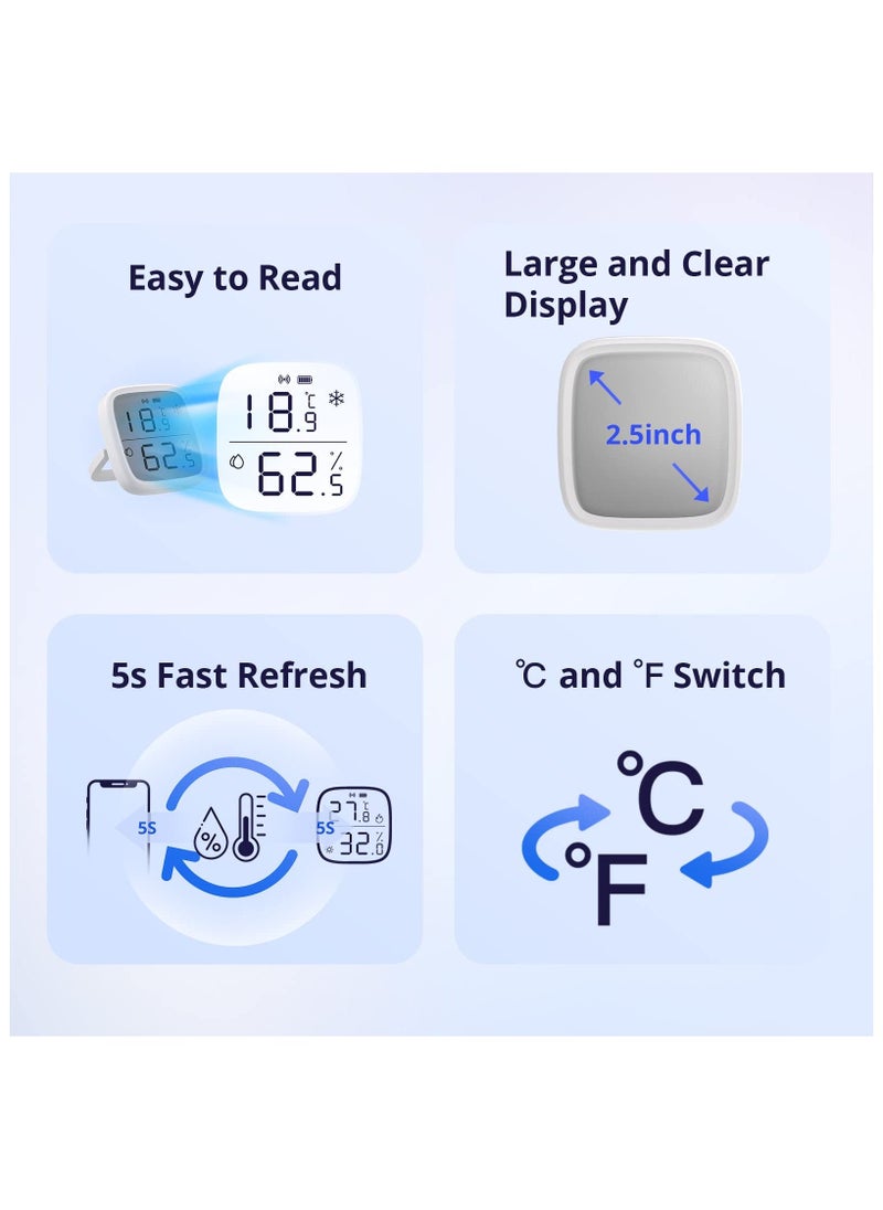 Indoor Temperature and Humidity Sensor, LCD Smart Thermometer Hygrometer, Zigbee Hub Required, Temperature Humidity Sensor Compatible Works with Alexa/Google Home for Remote Monitoring and Automation  - Image 4