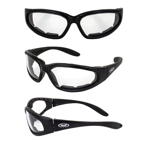 Global Vision Hercules Plus Motorcycle Sunglasses Protective Riding Glasses Black Frame Clear and Smoke Lenses Foam Padded Eyewear - Image 5