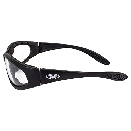Global Vision Hercules Plus Motorcycle Sunglasses Protective Riding Glasses Black Frame Clear and Smoke Lenses Foam Padded Eyewear - Image 3