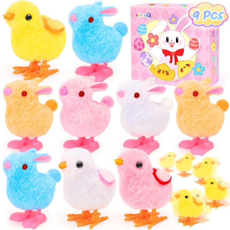 SevenQ Wind Up Toys for Kids Easter Basket Stuffers 9Pcs Hopping Bunny Toys and Plush Chicks Jumping Small Fidget Toys for Easter Egg Fillers Goodie Bags Treasure Chest Party Favors Gifts - Image 3