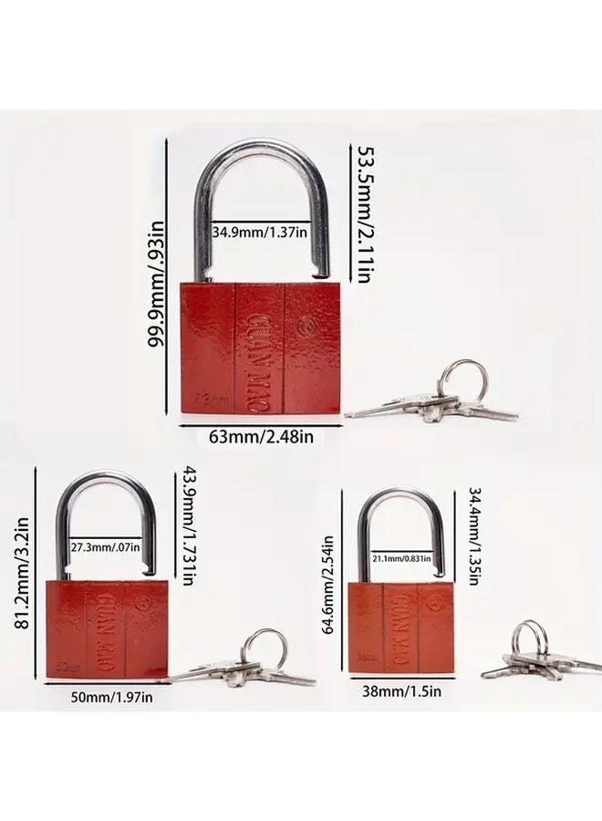 50mm Heavy Duty Red Padlock Industrial Standard Safety Lock Rust Proof Anti Theft - Image 5