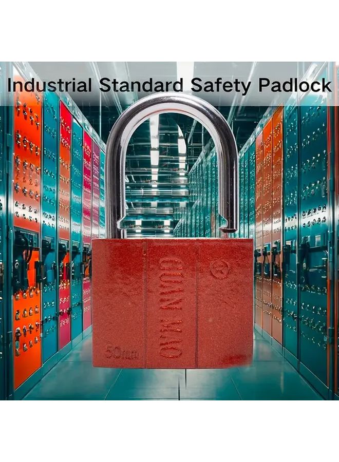 50mm Heavy Duty Red Padlock Industrial Standard Safety Lock Rust Proof Anti Theft - Image 3