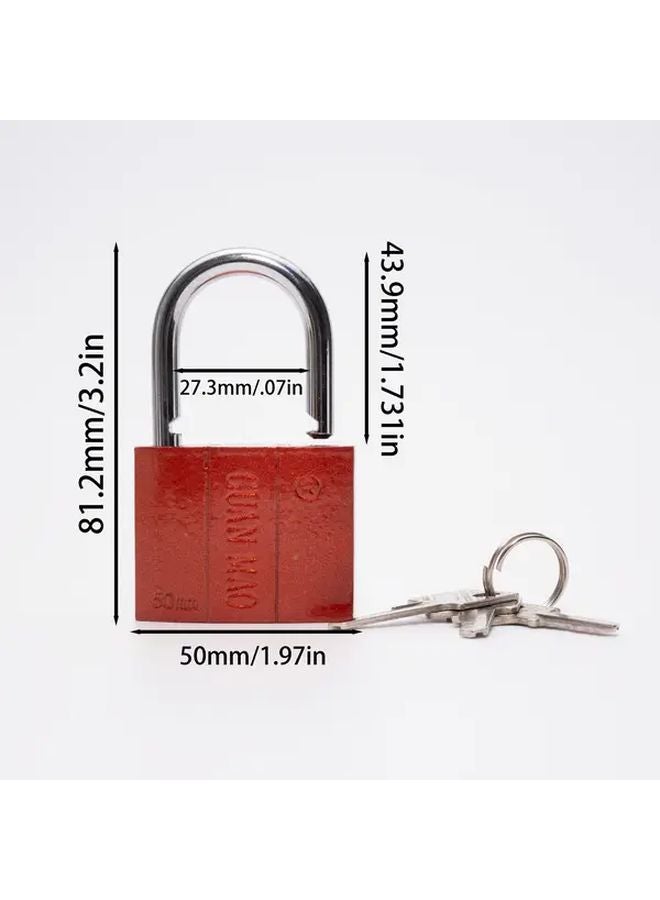 50mm Heavy Duty Red Padlock Industrial Standard Safety Lock Rust Proof Anti Theft - Image 1
