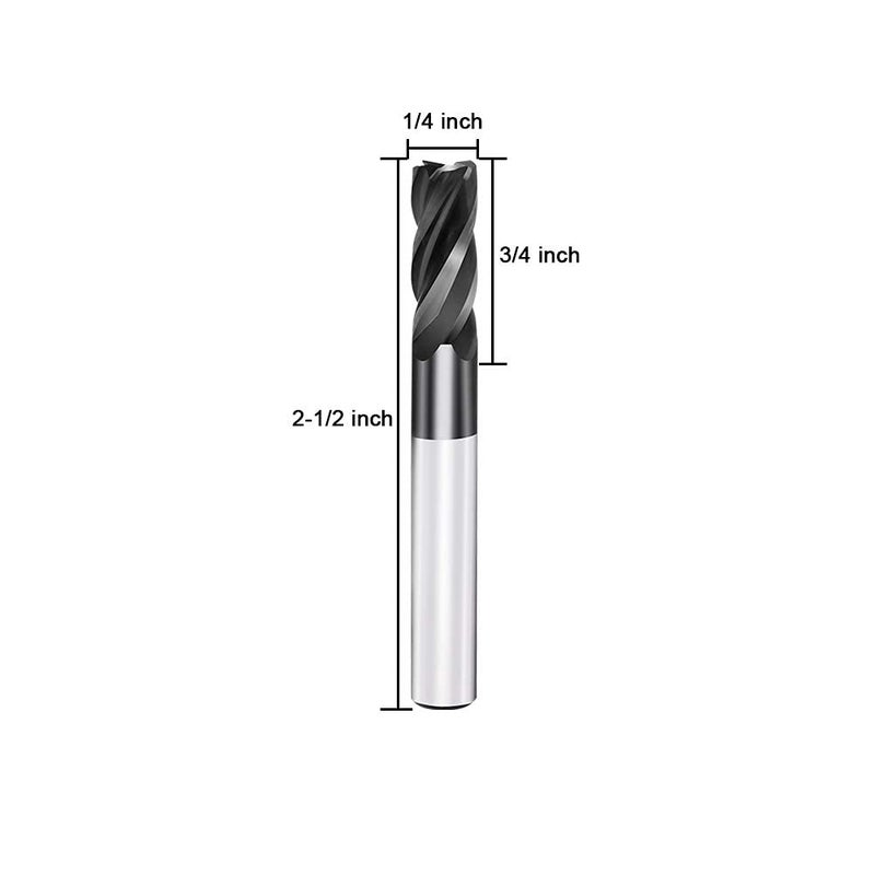 AUTOTOOLHOME AUTOTOOLHOME 1/4" Carbide Square End Mill for Micro Grain Carbide Milling Cutter for Alloy Steel Hardened Steels 4 Flutes HRC50 (1, 1/4 in)  - Image 2