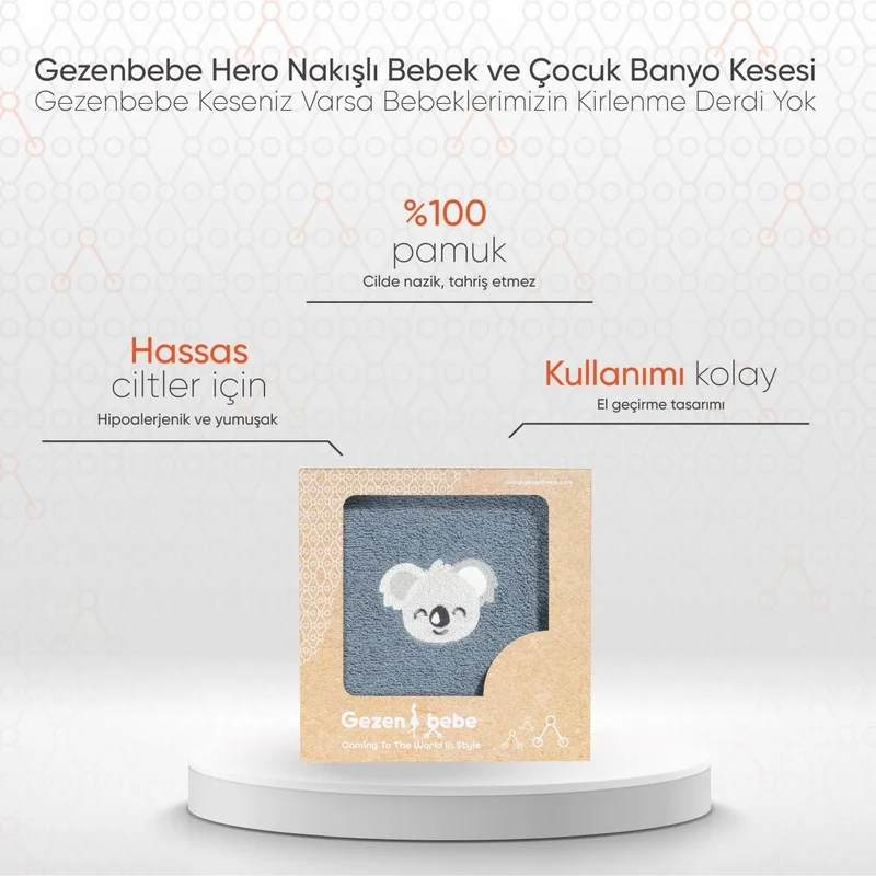 Gezenbebe Hero Embroidered Baby and Child Bath Bag Koala