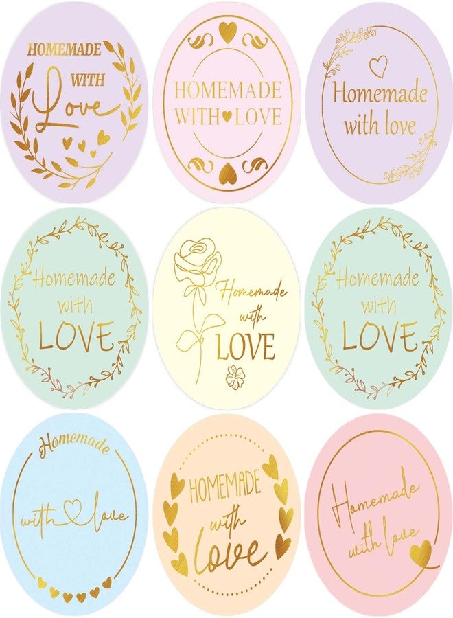 WorldBazaar Homemade with Love Stickers 500pcs Gold Foil Homemade Baked with Love Sticker for Baking Store Small Business Present Labels Wedding Birthday Christmas Party Supplies - Image 1