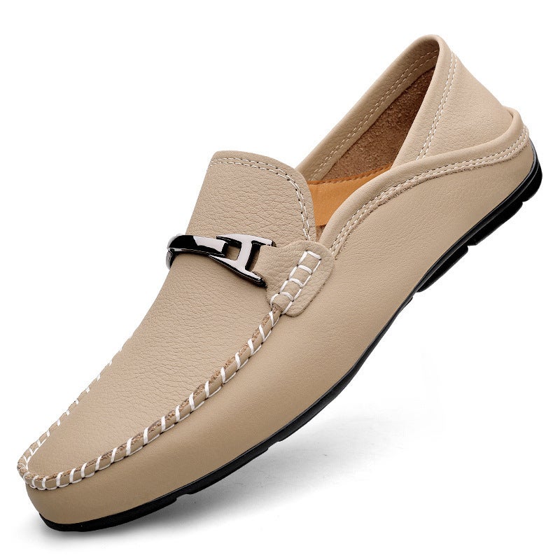 Extra Large Size 49 Casual Leather Shoes For Men In Autum Genuine Leather Widened 48 Plus Fat 47 Fat Feet Lazy Soft Sole Driving Shoes - Image 1