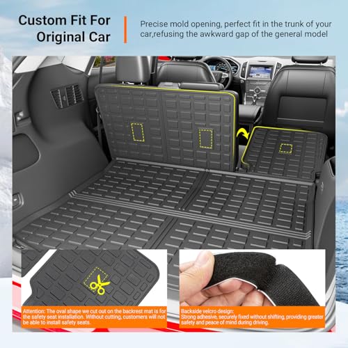 powoq Floor Mats Compatible with 2015-2024 Ford Edge Cargo Liner Backrest Mat Trunk Mat TPE (Only Fit 5-Seater) Replacement for 2015-2024 Ford Edge Accessories (Trunk Mat+Backrest Mat+Floor Mats) - Image 2