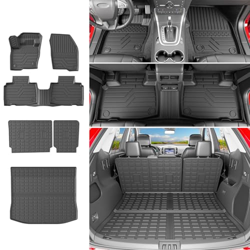powoq Floor Mats Compatible with 2015-2024 Ford Edge Cargo Liner Backrest Mat Trunk Mat TPE (Only Fit 5-Seater) Replacement for 2015-2024 Ford Edge Accessories (Trunk Mat+Backrest Mat+Floor Mats) - Image 1