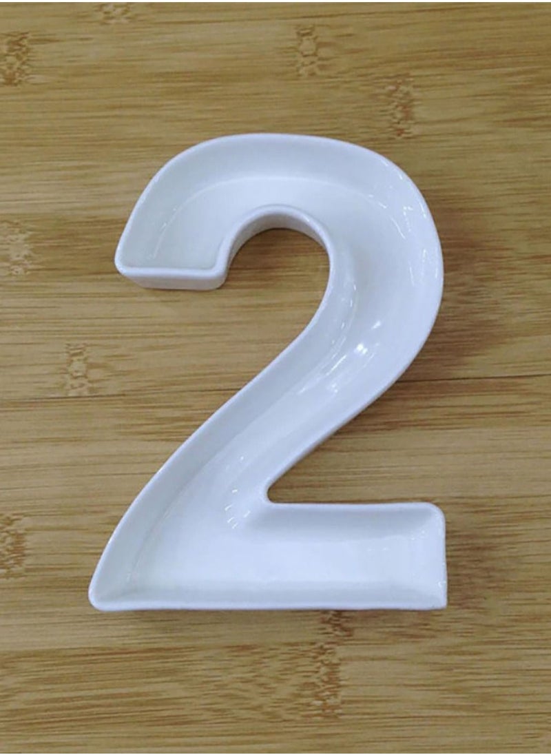 Generic White Decorative Ceramic Number 2 Dish  - Image 1