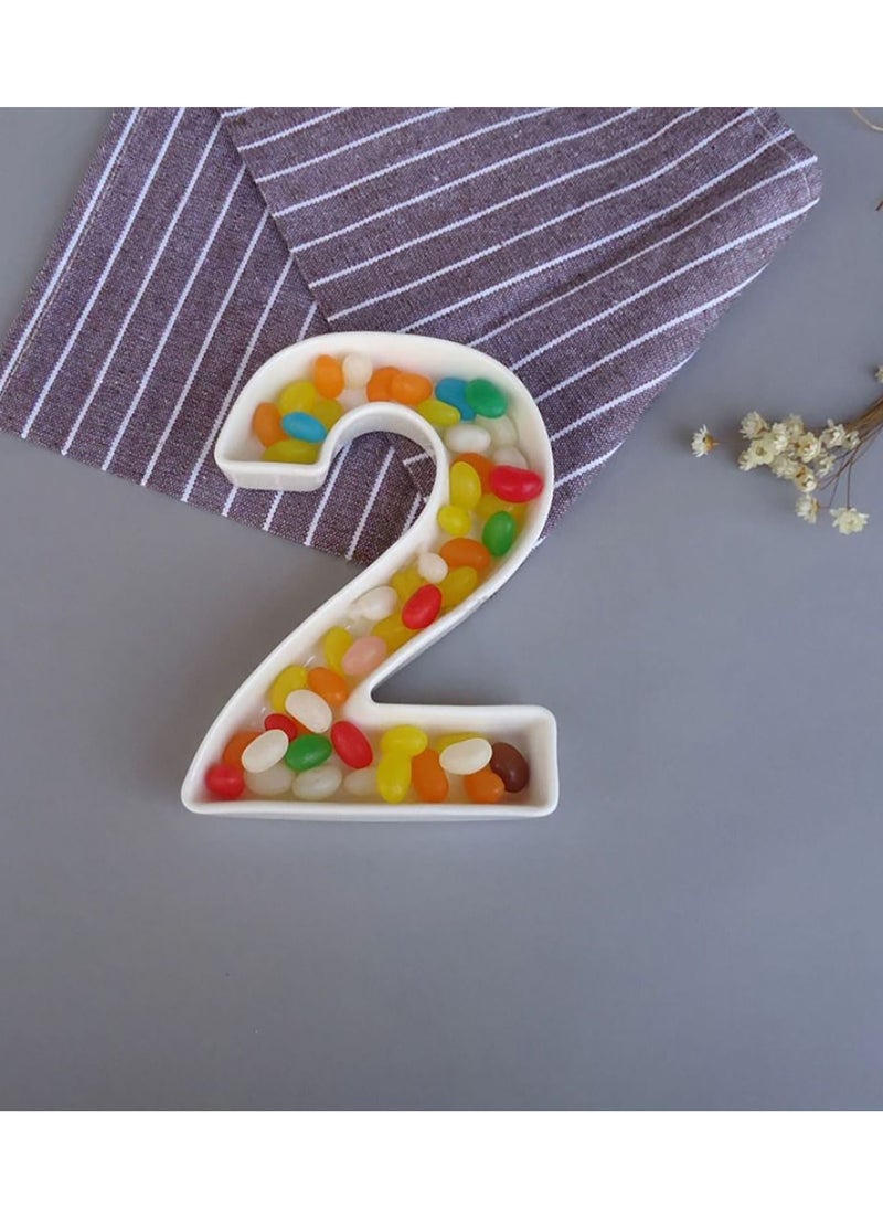 Generic White Decorative Ceramic Number 2 Dish  - Image 2
