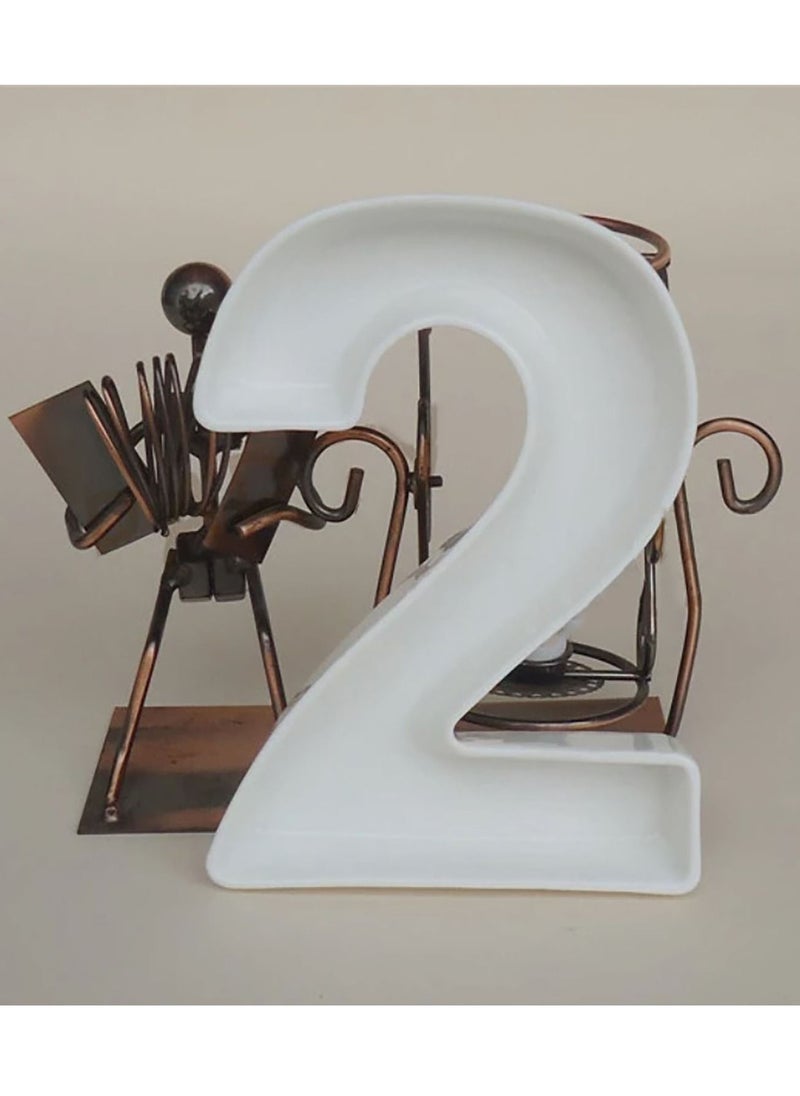Generic White Decorative Ceramic Number 2 Dish  - Image 3
