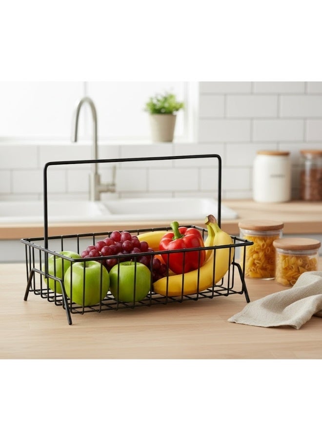 Happy Home 1-Tier Multi-Tier Fruit Basket with Sturdy Metal Handle - Modern Design for Serving Fruits, Desserts, and Preserving Vegetables - Ideal for Storage and Organization in the Kitchen or on the Dining Table - Easy to Clean, Large Capacity for Parties and Occasions - Size 29 x 23 cm - Image 3