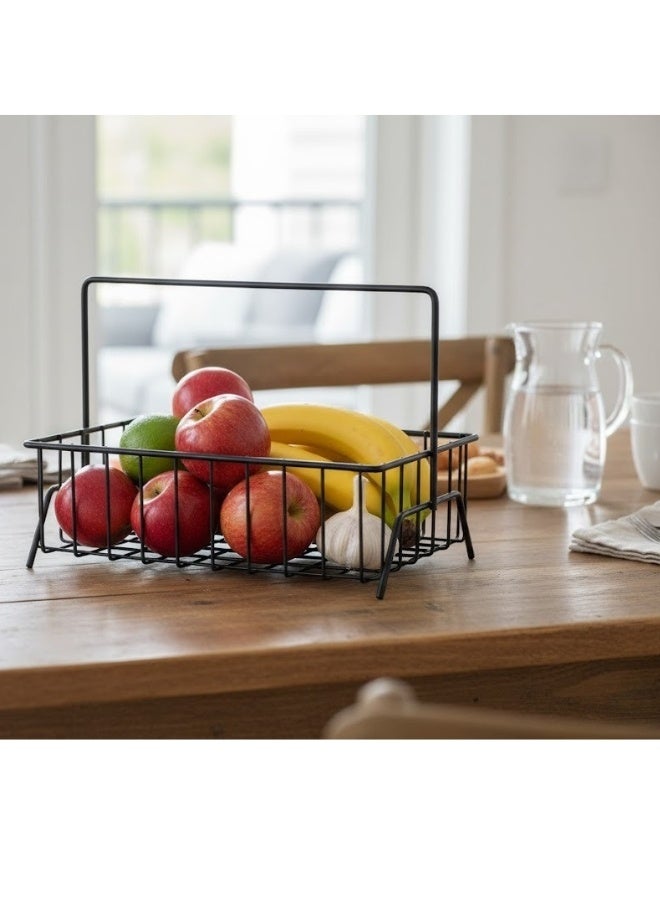 Happy Home 1-Tier Multi-Tier Fruit Basket with Sturdy Metal Handle - Modern Design for Serving Fruits, Desserts, and Preserving Vegetables - Ideal for Storage and Organization in the Kitchen or on the Dining Table - Easy to Clean, Large Capacity for Parties and Occasions - Size 29 x 23 cm - Image 2