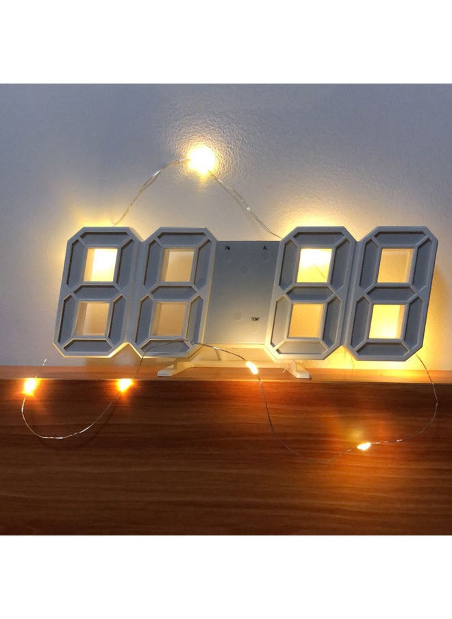 نيبمينينت - ساعة منبه رقمية ثلاثية الأبعاد بإضاءة LED أبيض/ وردي - Image 1