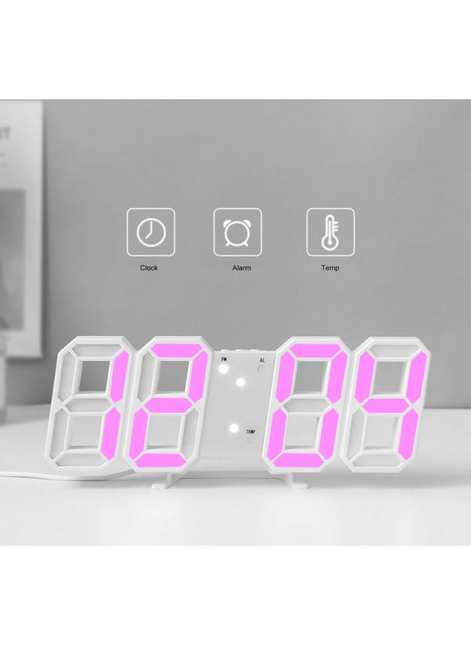 نيبمينينت - ساعة منبه رقمية ثلاثية الأبعاد بإضاءة LED أبيض/ وردي - Image 1
