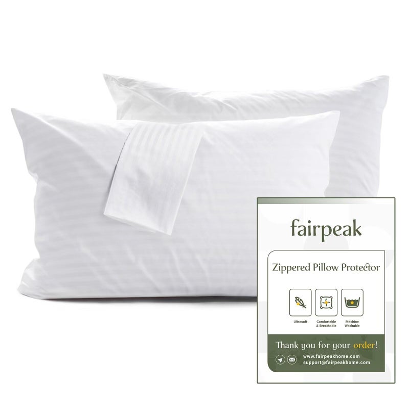 Fairpeak Pillow Covers Bed Pillow Protectors with Zipper Pillow Cases Luxury Hotel Quality Breathable Soft Machine Washable King Size 20x 36 4 Pack