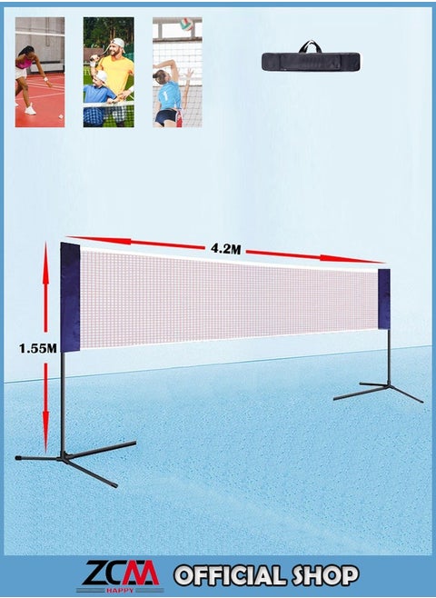 Portable Badminton Net Set for Badminton, Tennis and Volleyball 155x420cm