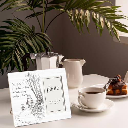 AKFVNSFK Going Away Gifts Classic Pooh Bear Picture Frame, Farewell Gifts for Friends Sisters Besties, Saying Goodbye So Hard Photo Frame for 4 x 6 Inch Photo - Image 3