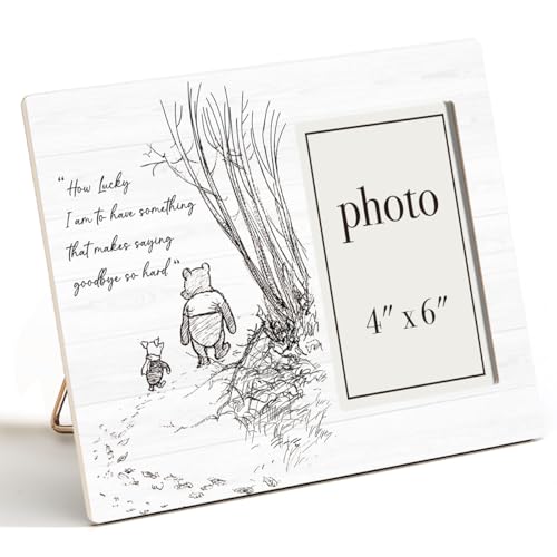 AKFVNSFK Going Away Gifts Classic Pooh Bear Picture Frame, Farewell Gifts for Friends Sisters Besties, Saying Goodbye So Hard Photo Frame for 4 x 6 Inch Photo - Image 1