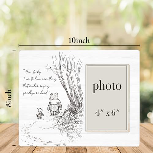 AKFVNSFK Going Away Gifts Classic Pooh Bear Picture Frame, Farewell Gifts for Friends Sisters Besties, Saying Goodbye So Hard Photo Frame for 4 x 6 Inch Photo - Image 2