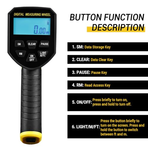 DEKOPRO Measuring Wheel: DEKOPRO 4V Digital Measuring Wheel in Feet, 12.5 Inch 99,999Ft/ 99,999M Digital Display Folding Wheel Measurement Roller with Storage Bag - Image 3