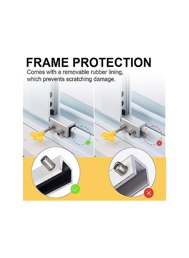 The Bros أقفال نوافذ منزلقة مع مفتاح، 4 مجموعات من أقفال الأبواب والنوافذ المنزلقة القابلة للتعديل، أقفال نوافذ الألمنيوم المنزلقة للأمان، قفل نافذة الأمان للشرفات، غرف النوم، المنازل ومكاتب النوافذ (فضي) - Image 3