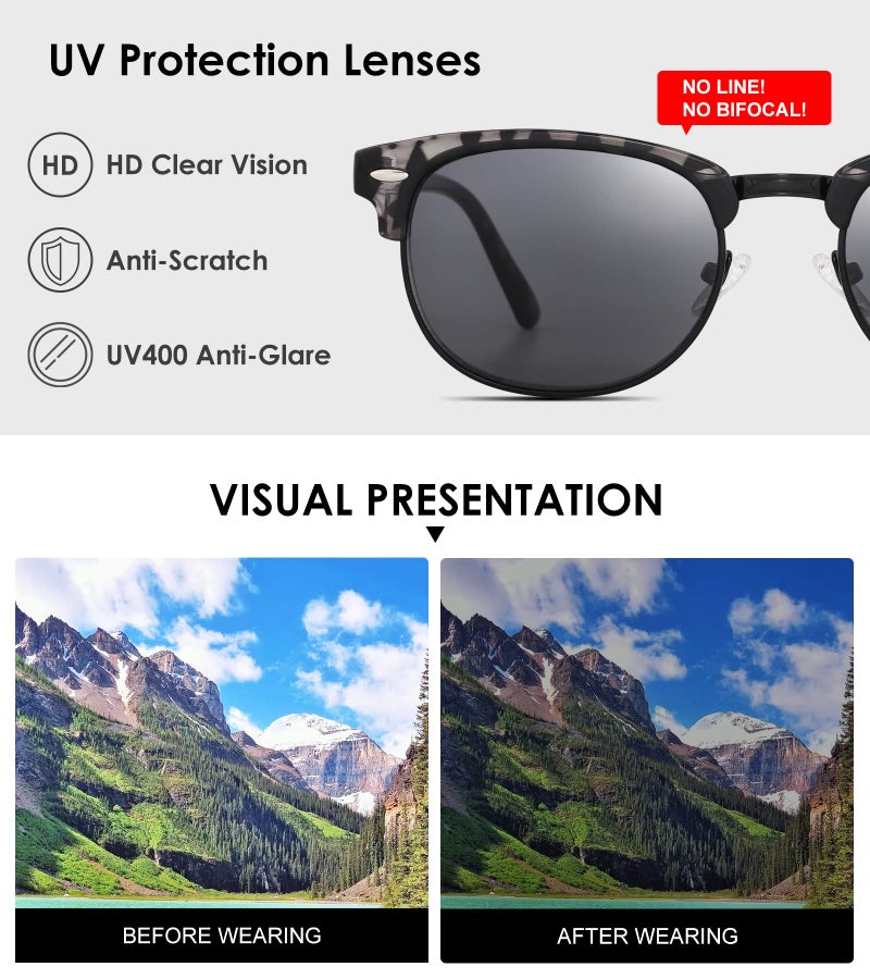 FEIVSN 2 Pack Sunglasses Readers for Men Women Vintage Full Lens Reading Sunglasses Outdoor Magnifying Glasses NON BIFOCAL 2.0x - Image 4