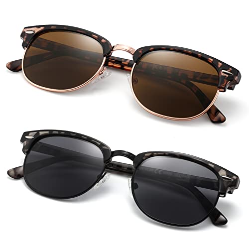 FEIVSN 2 Pack Sunglasses Readers for Men Women Vintage Full Lens Reading Sunglasses Outdoor Magnifying Glasses NON BIFOCAL 2.0x - Image 1
